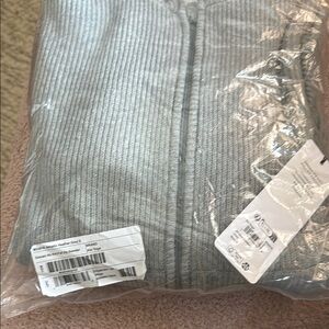 Alo Yoga Gray Domain Rib Knit full zip sweater